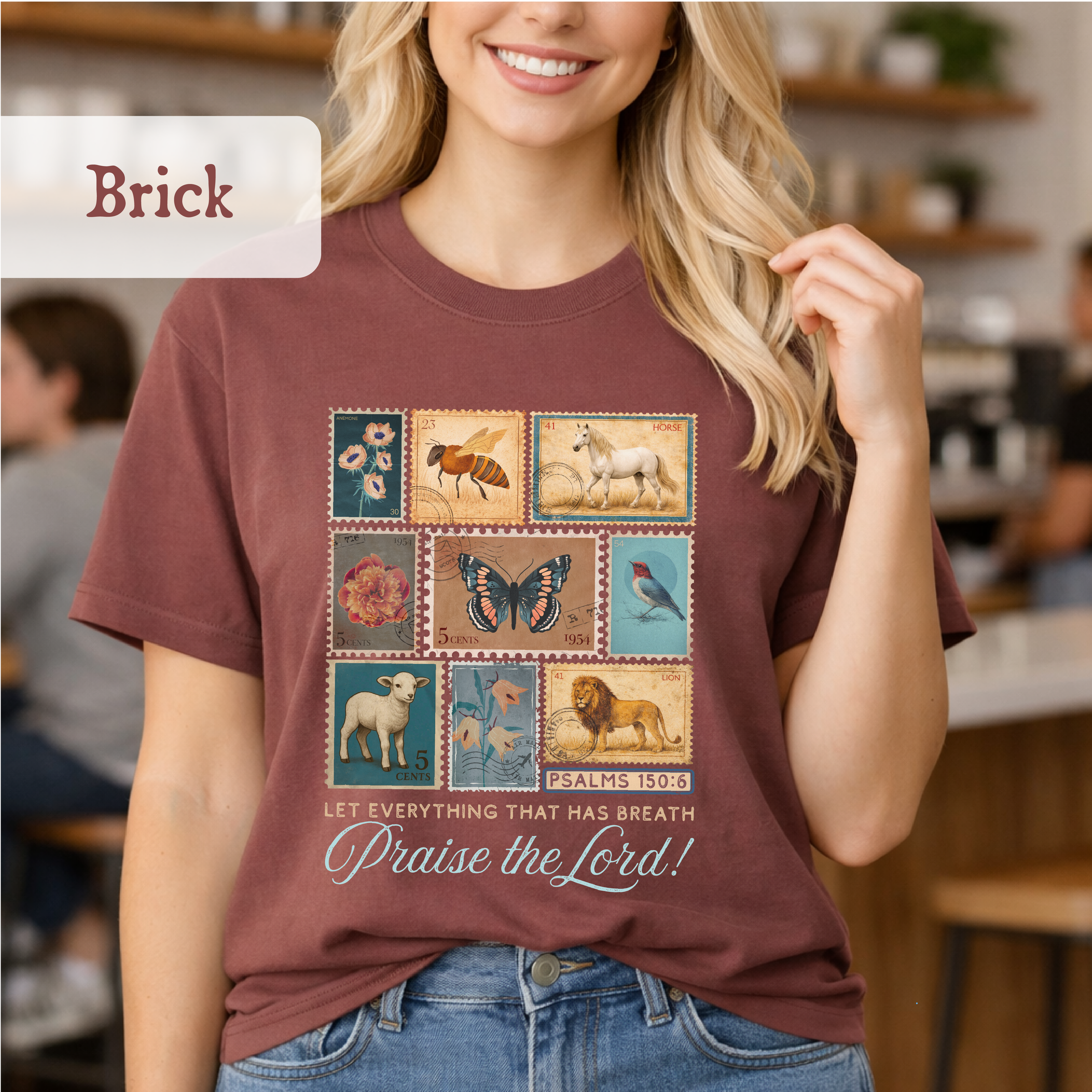 Christian Vintage Stamp Shirt, Praise the Lord Shirt, Psalm 150:6, Faith Graphic Comfort Colors 1717 Tee, Cottagecore