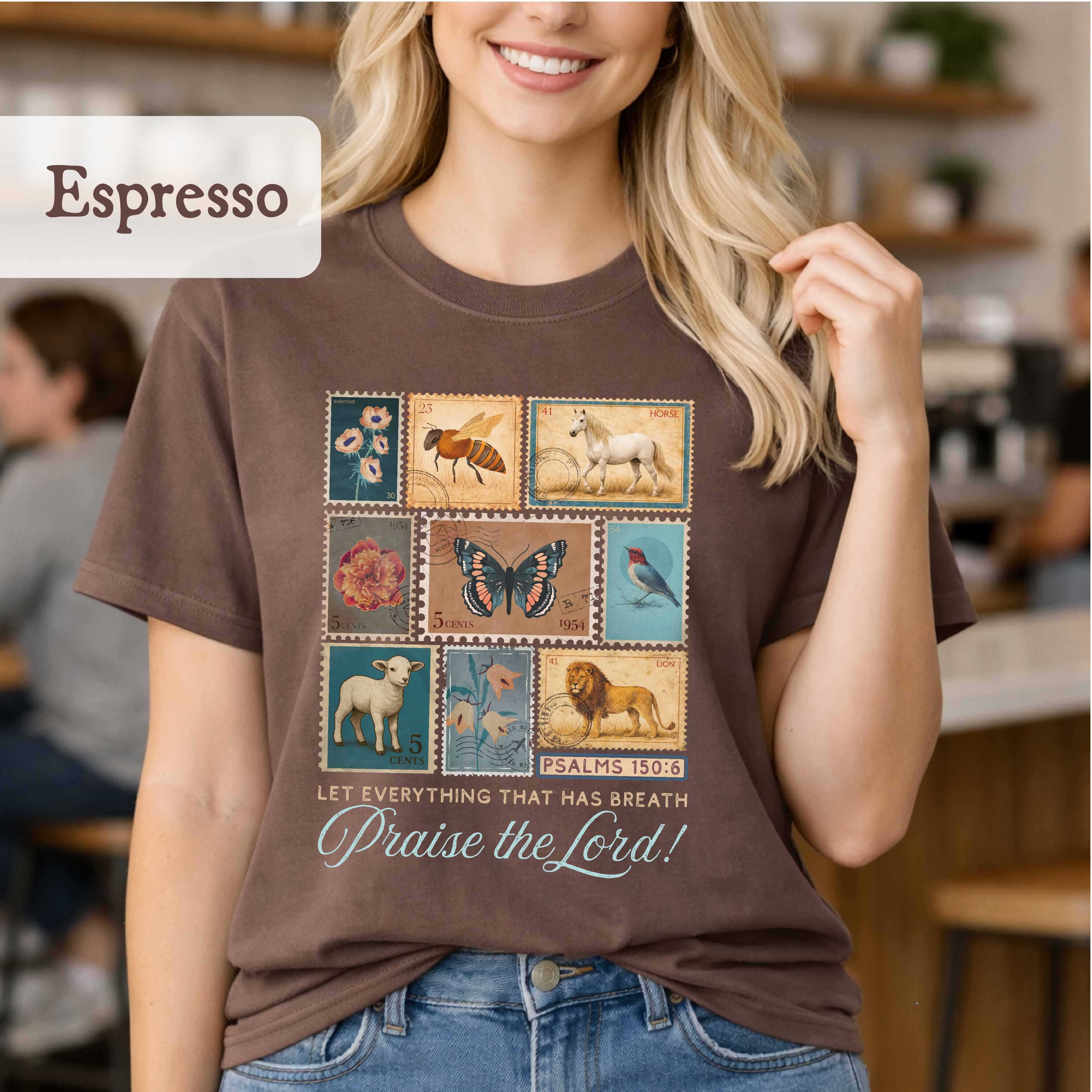 Christian Vintage Stamp Shirt, Praise the Lord Shirt, Psalm 150:6, Faith Graphic Comfort Colors 1717 Tee, Cottagecore