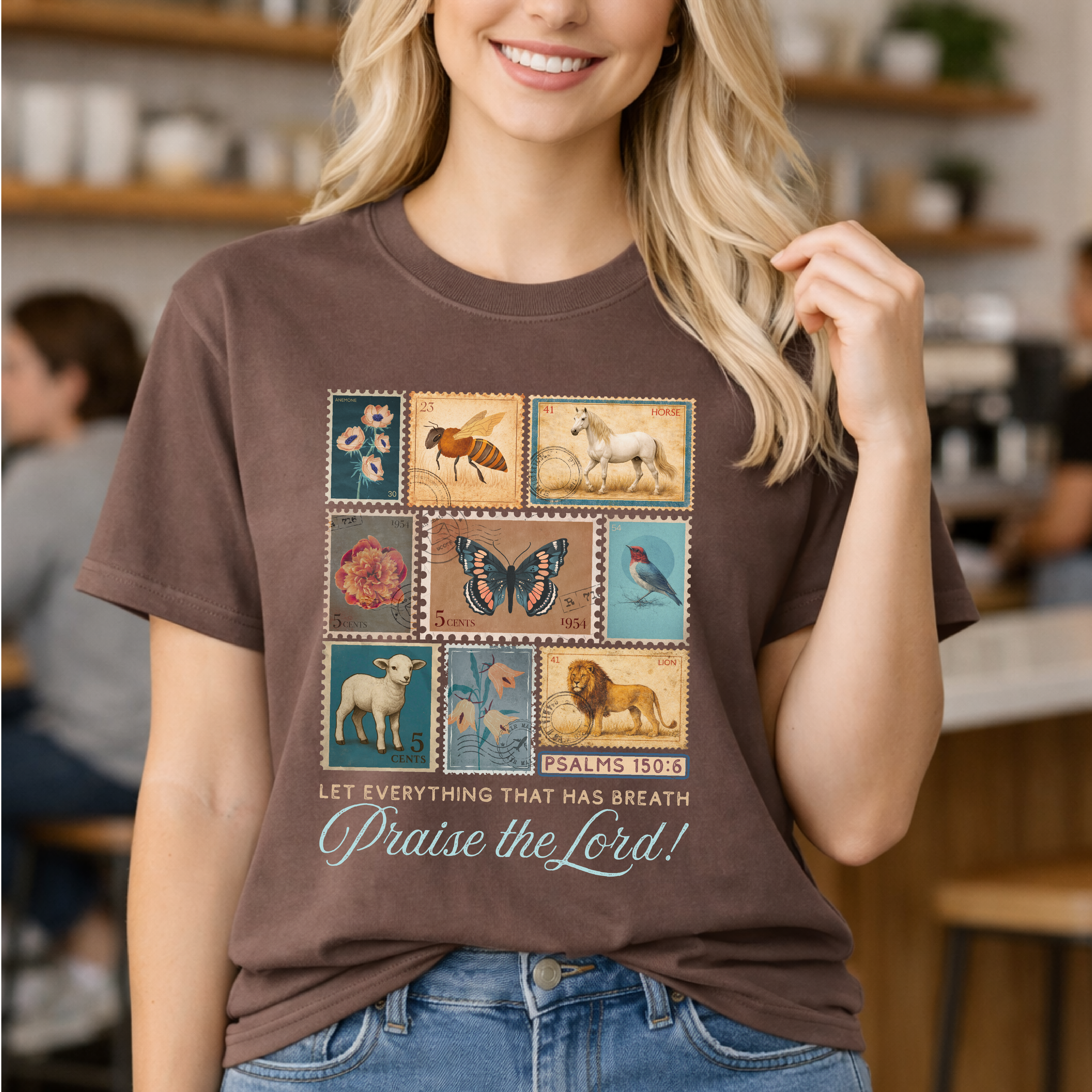 Christian Vintage Stamp Shirt, Praise the Lord Shirt, Psalm 150:6, Faith Graphic Comfort Colors 1717 Tee, Cottagecore