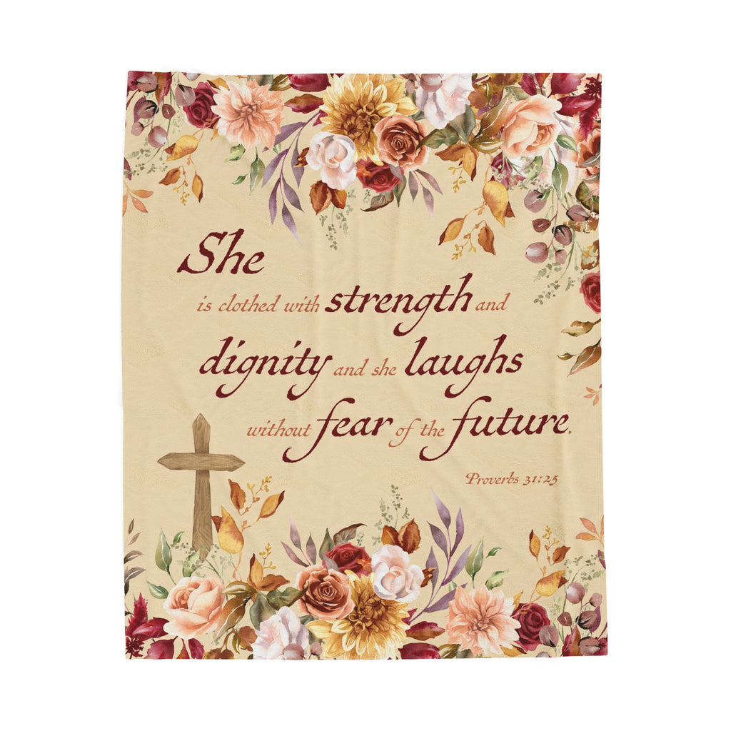 Christian Blanket Plush Velveteen Throw Faith Gift For Mom Mother’s Day Bible Verse Comfort