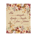 Christian Blanket Plush Velveteen Throw Faith Gift For Mom Mother’s Day Bible Verse Comfort