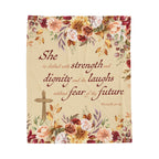 Christian Blanket Plush Velveteen Throw Faith Gift For Mom Mother’s Day Bible Verse Comfort