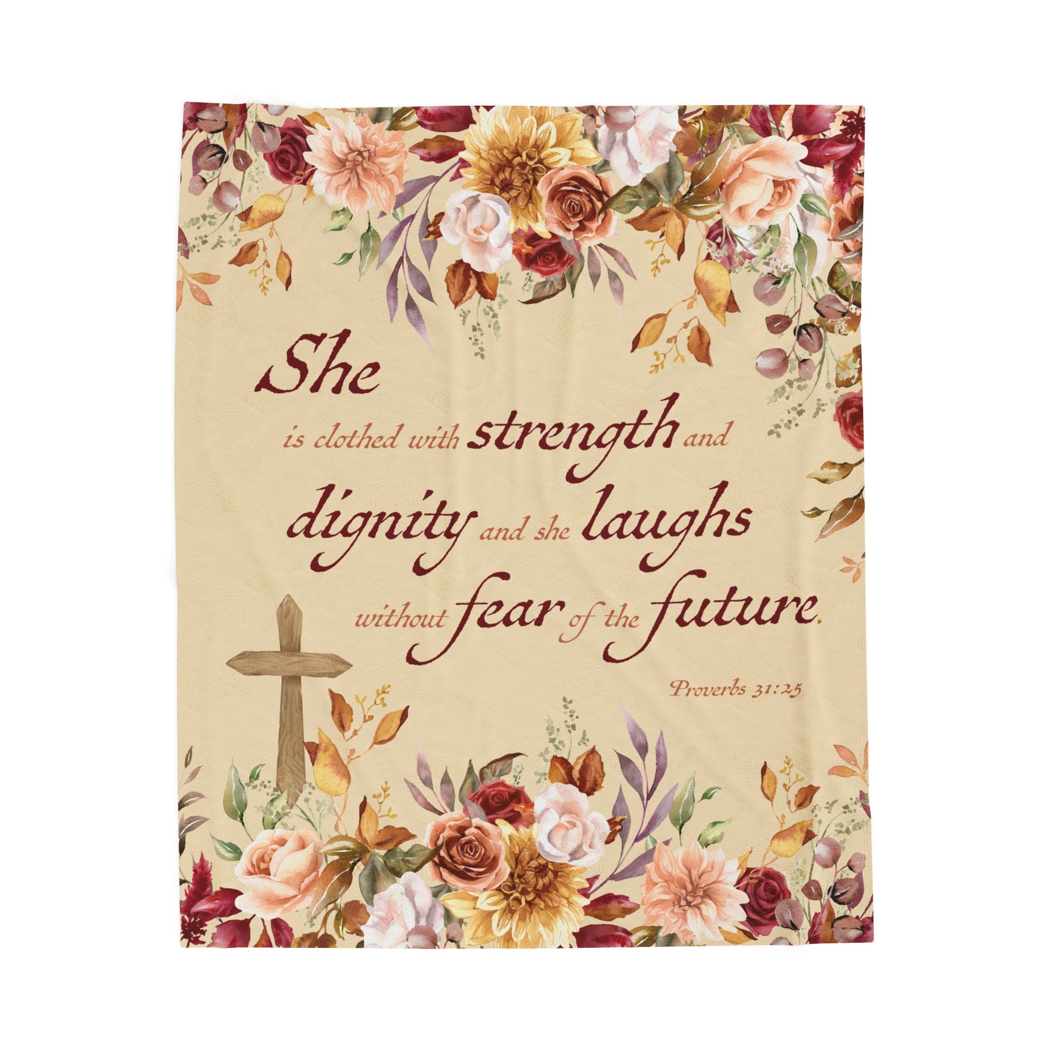 Christian Blanket Plush Velveteen Throw Faith Gift For Mom Mother’s Day Bible Verse Comfort
