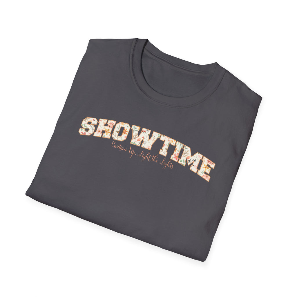 Showtime Floral T-Shirt — Curtain Up, Light the Lights Gift for Actors & Singers