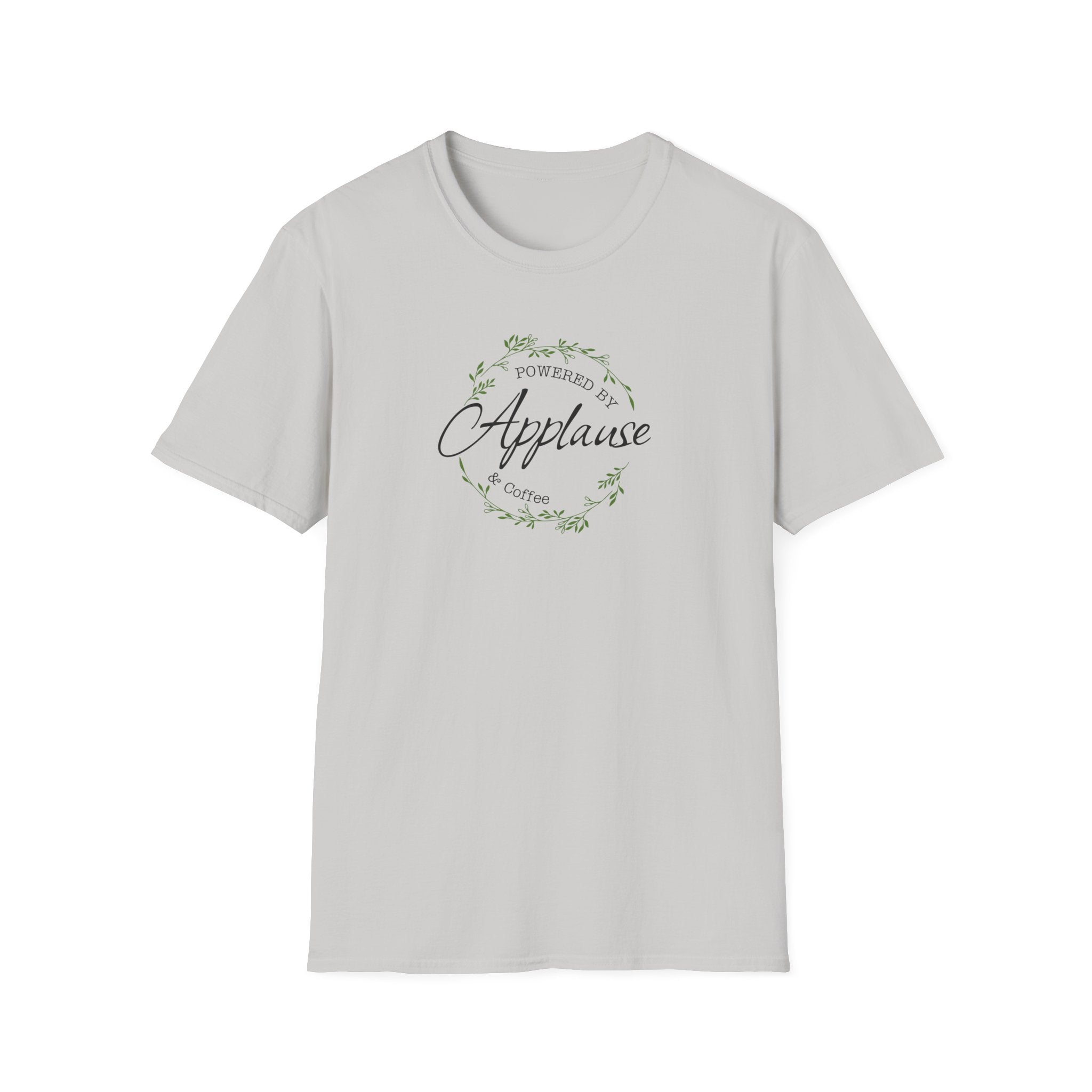 Powered by Applause & Coffee T-Shirt — Floral Theatre & Performer Tee