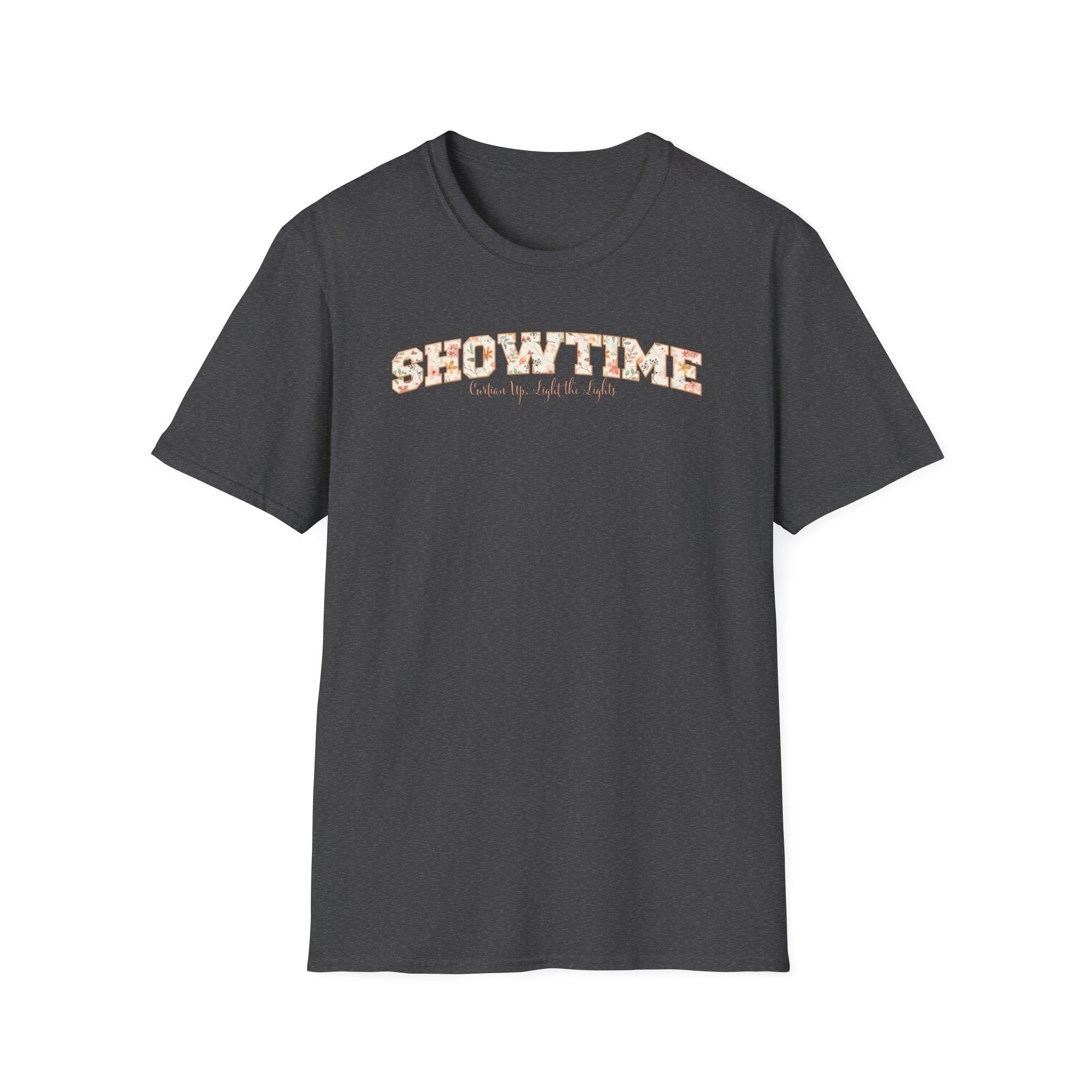 Showtime Floral T-Shirt — Curtain Up, Light the Lights Gift for Actors & Singers