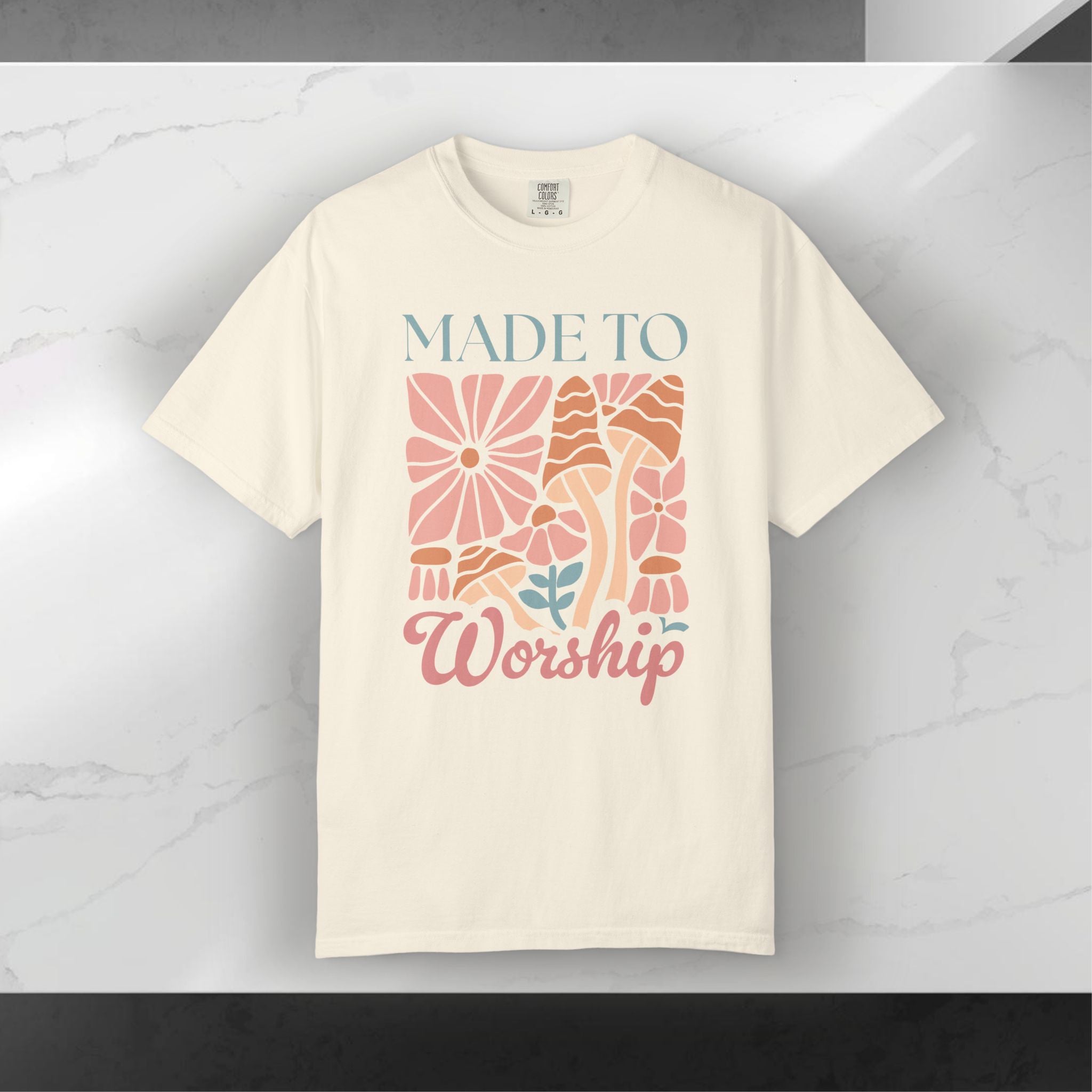 Christian Made to Worship Tee, Comfort Colors 1717 Shirt, Retro Floral Faith T-Shirt