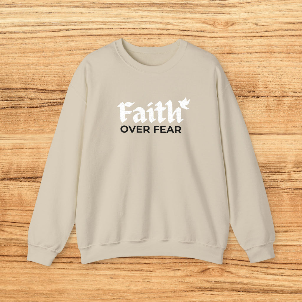 Christian Sweatshirt Faith Over Fear Dove Crewneck Inspirational Pullover Unisex Religious Gift