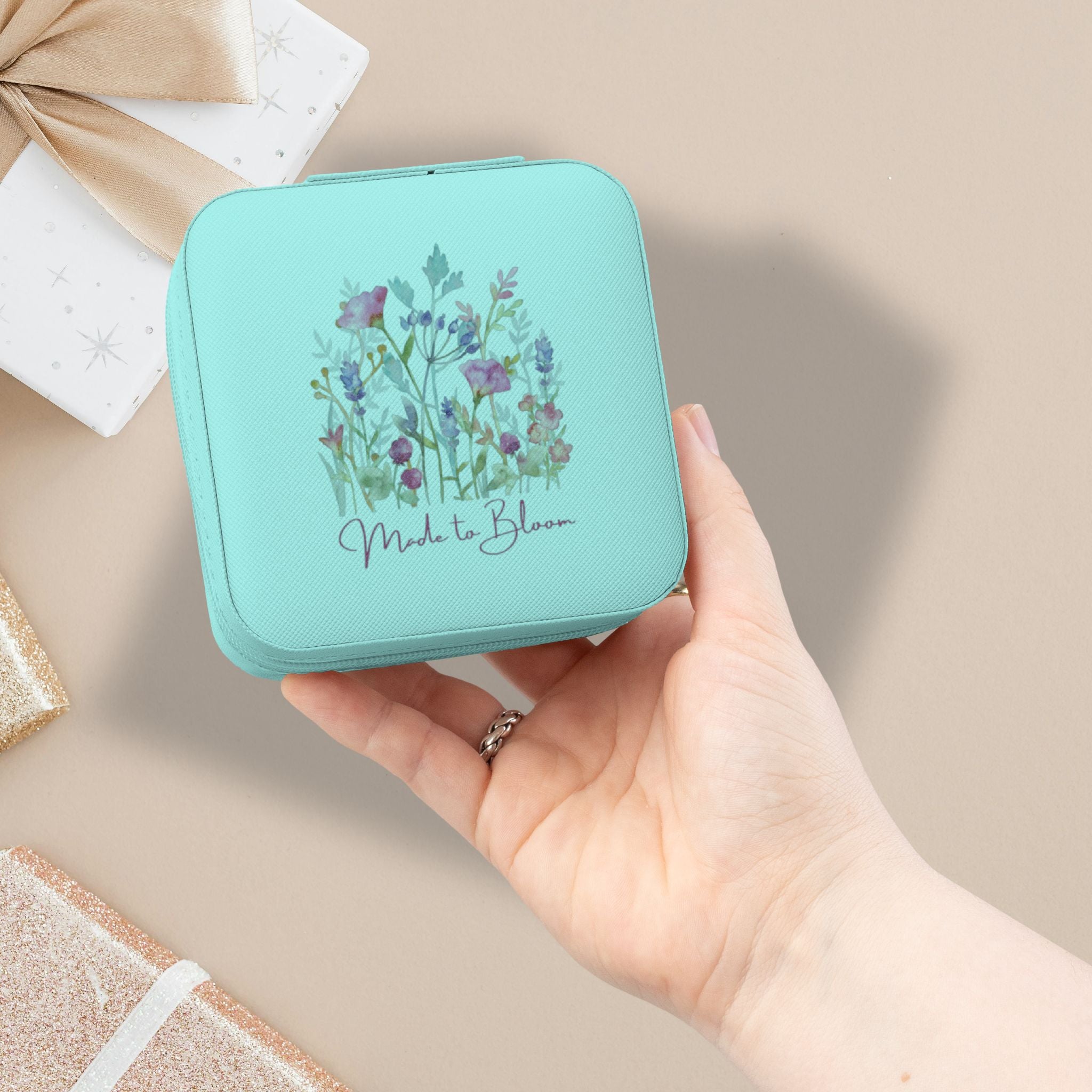 Travel Jewelry Case floral blush organizer small portable ring earring necklace holder gift