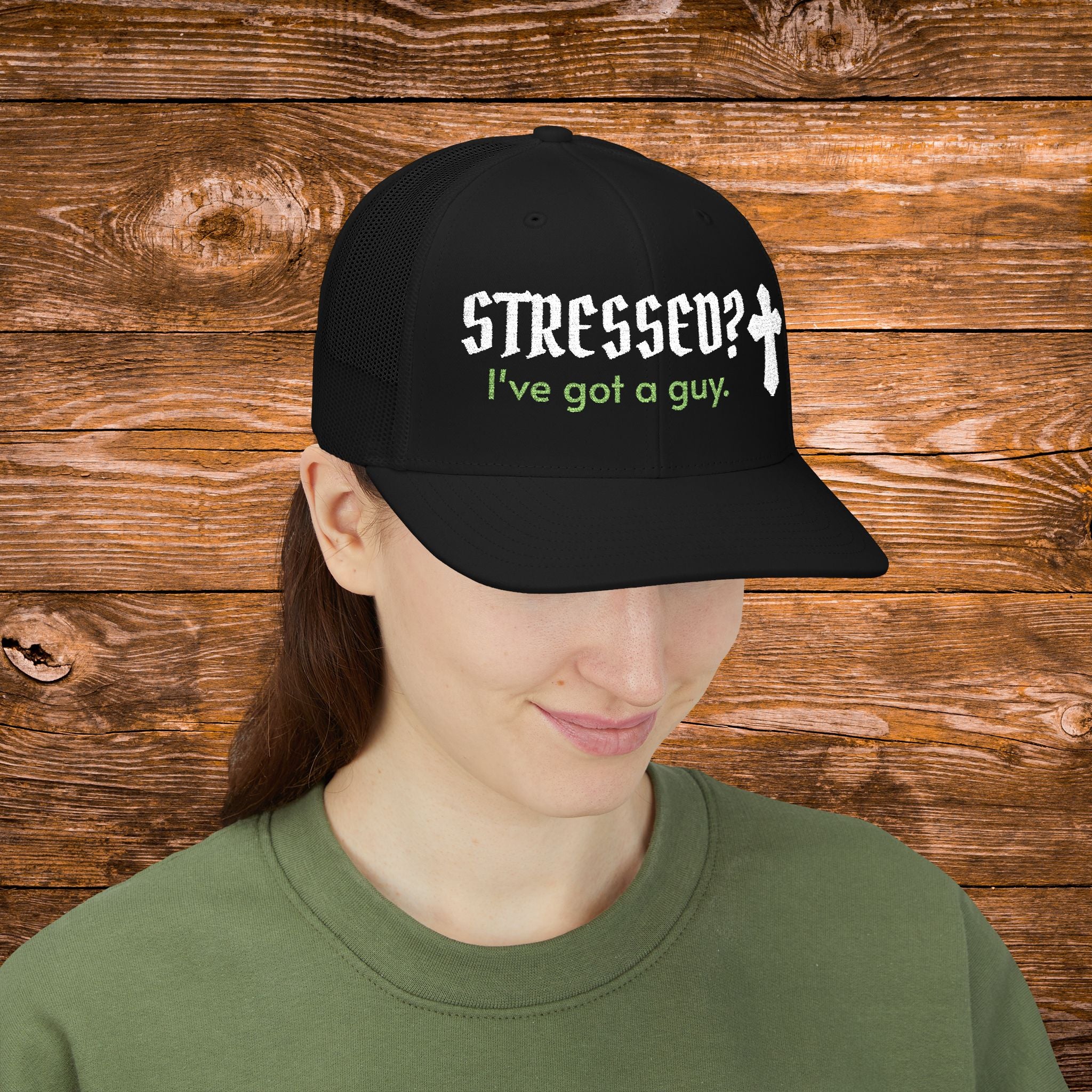 Christian Trucker Hat Stressed I've Got A Guy Snapback Faith Cap Embroidered Cross Hat