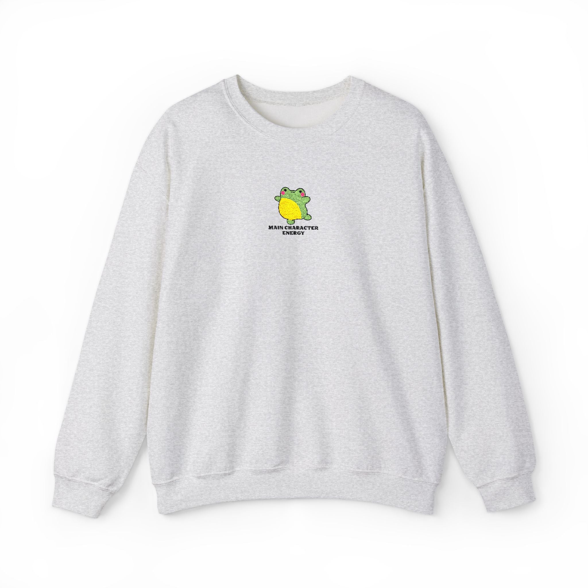 Main Character Energy Embroidered Sweatshirt • Cute Frog Crewneck • Theatre Kid Cozy