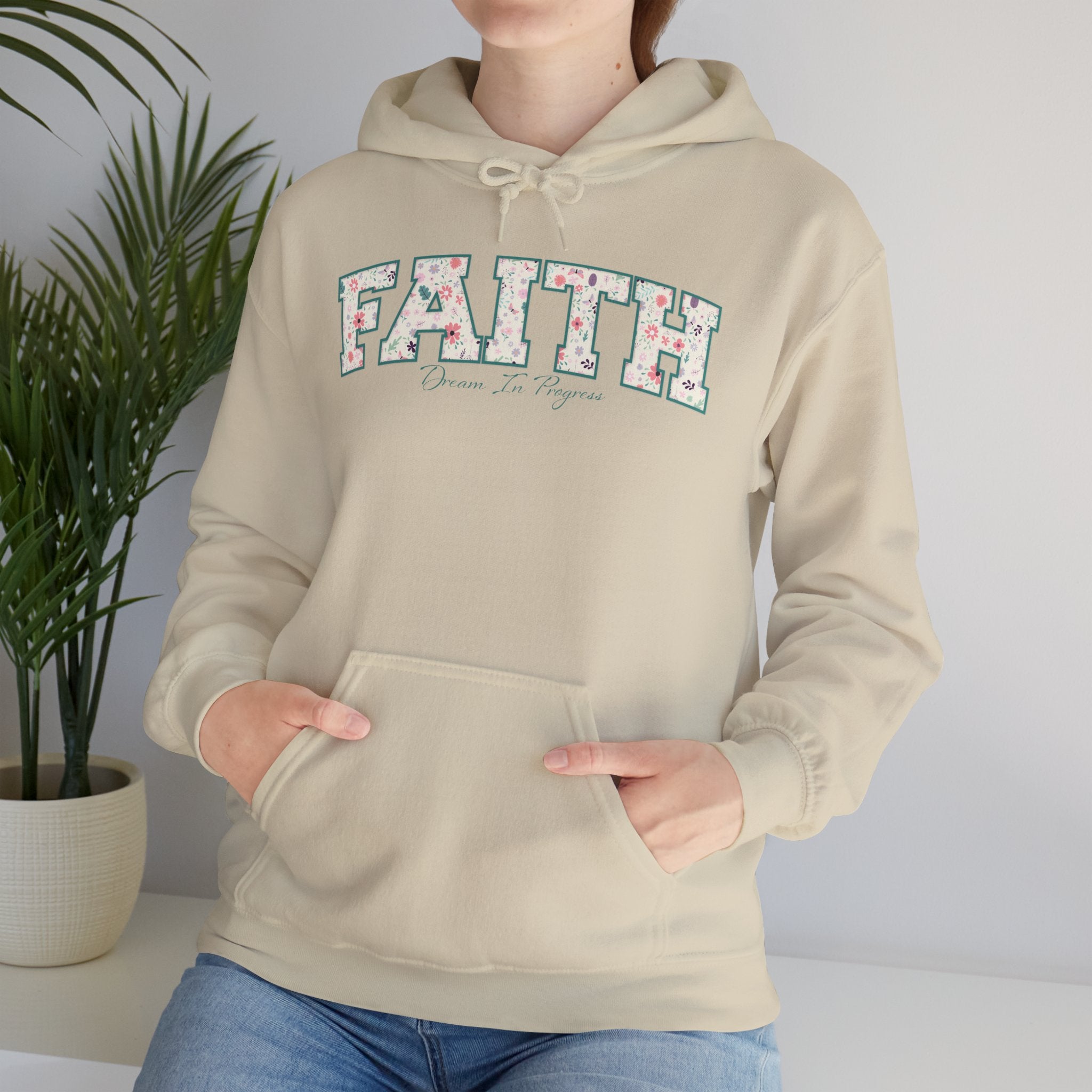 Faith Floral Hoodie – Women's Faith Graphic Sweatshirt with Pastel Flowers