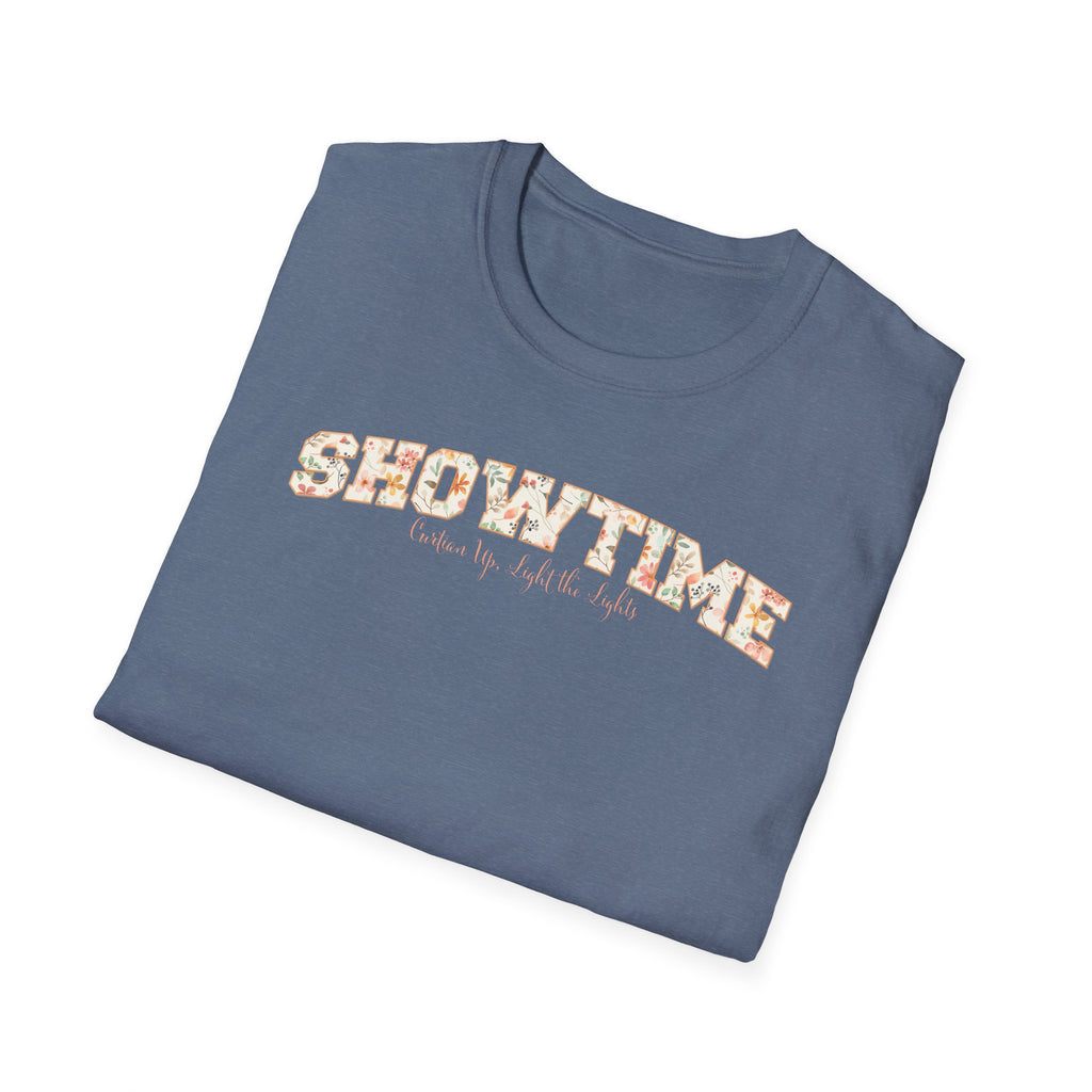 Showtime Floral T-Shirt — Curtain Up, Light the Lights Gift for Actors & Singers