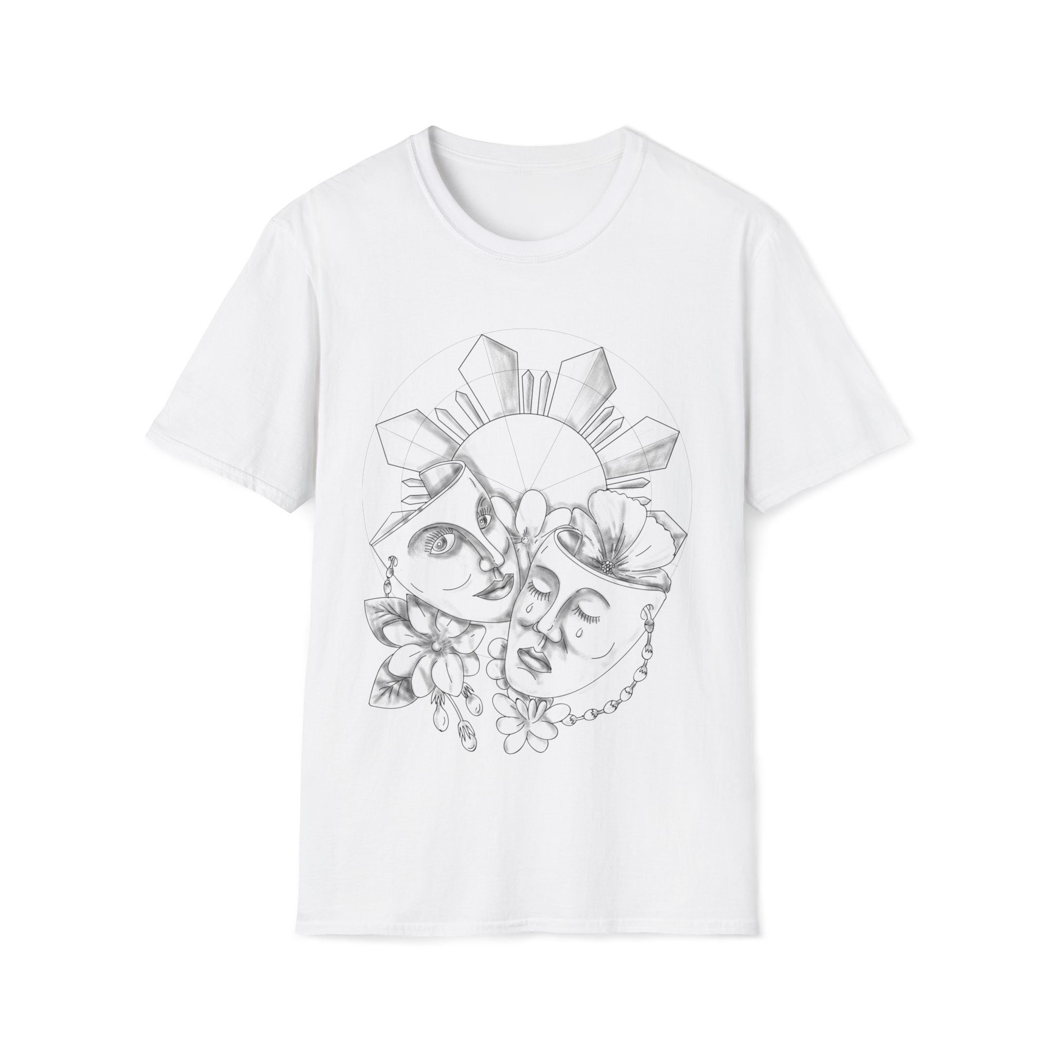 Drama Masks T Shirt • Hand‑Drawn Comedy Tragedy • Theatre Shirt for Actors