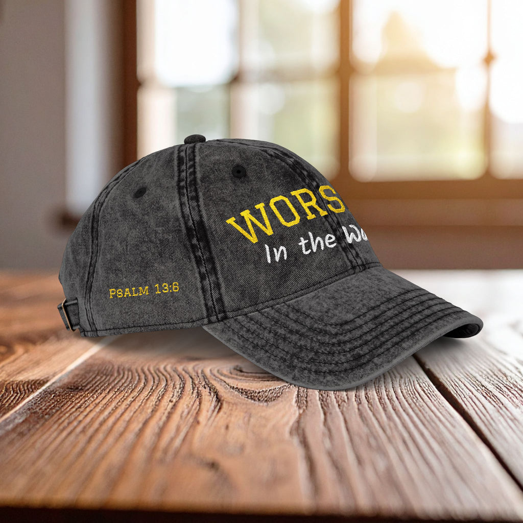 Christian Embroidered Hat, Worship in the Waiting Cap, Psalm 13:6 Bible Verse Hat, Baseball Cap Gift