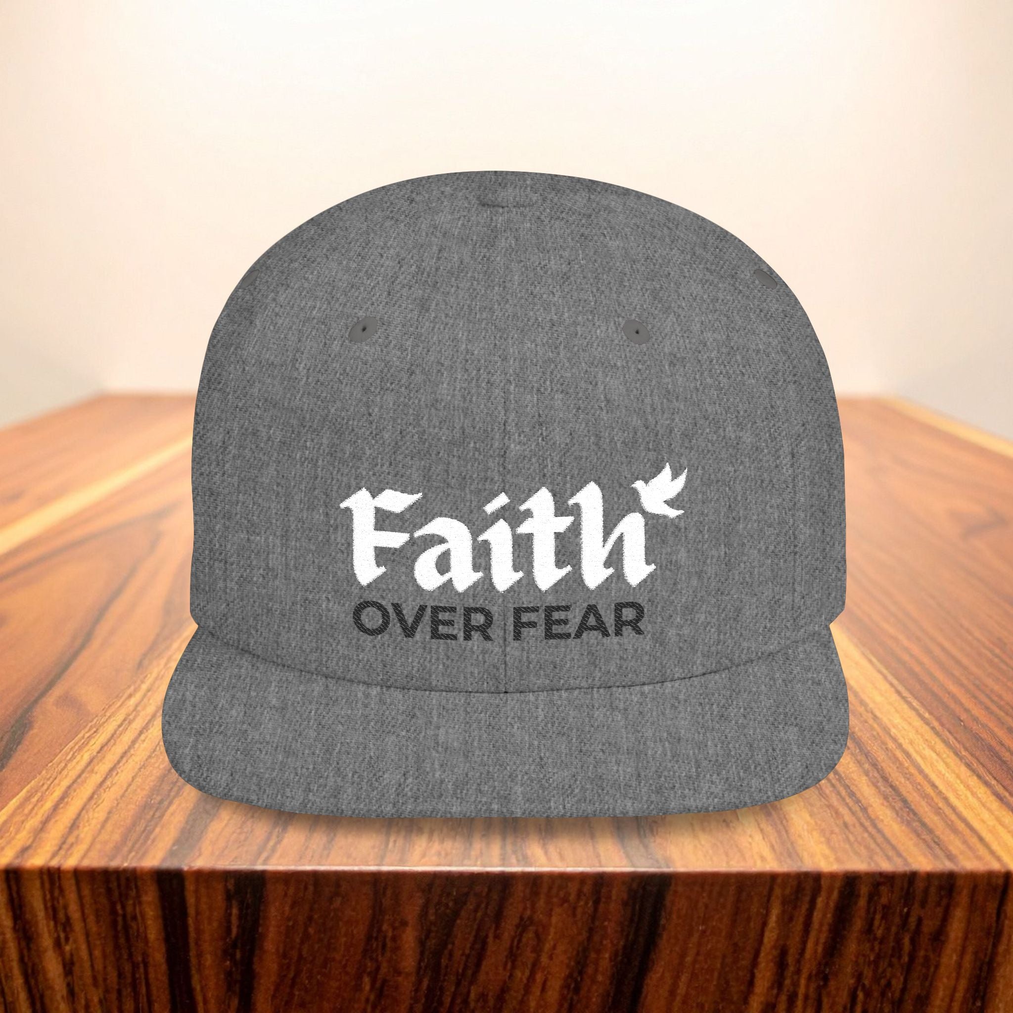 Faith Over Fear Embroidered Dove Christian Snapback Hat Faith Gift