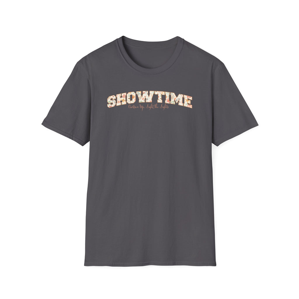 Showtime Floral T-Shirt — Curtain Up, Light the Lights Gift for Actors & Singers