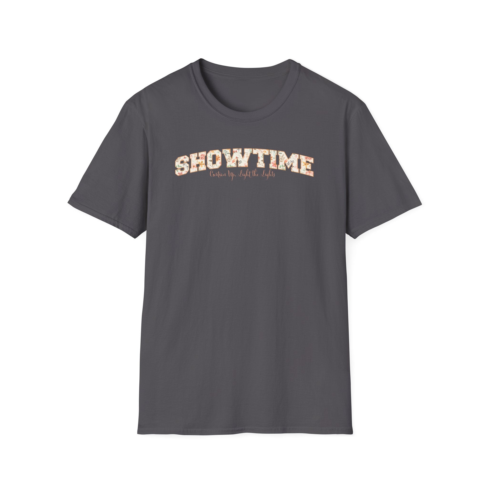 Showtime Floral T-Shirt — Curtain Up, Light the Lights Gift for Actors & Singers