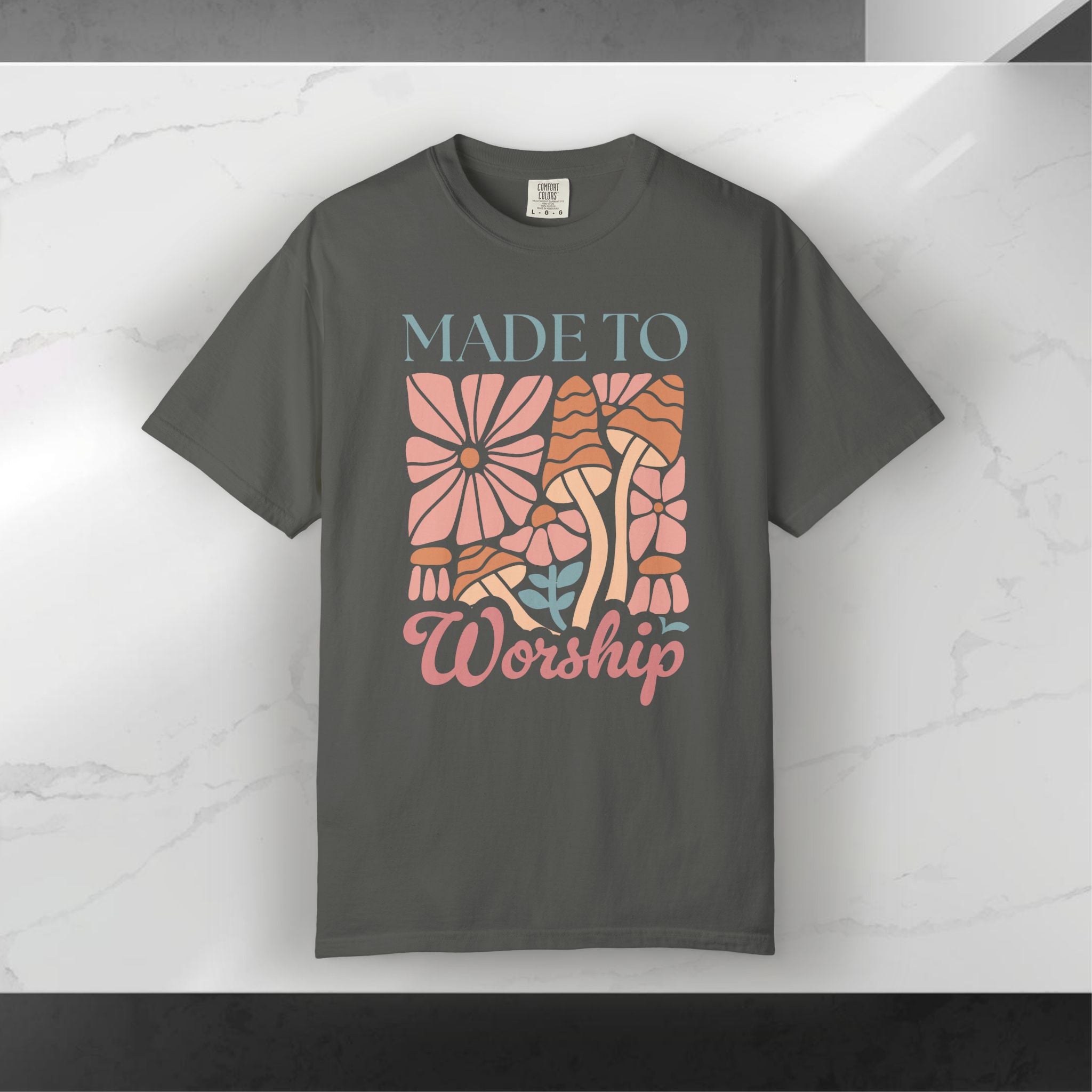 Christian Made to Worship Tee, Comfort Colors 1717 Shirt, Retro Floral Faith T-Shirt