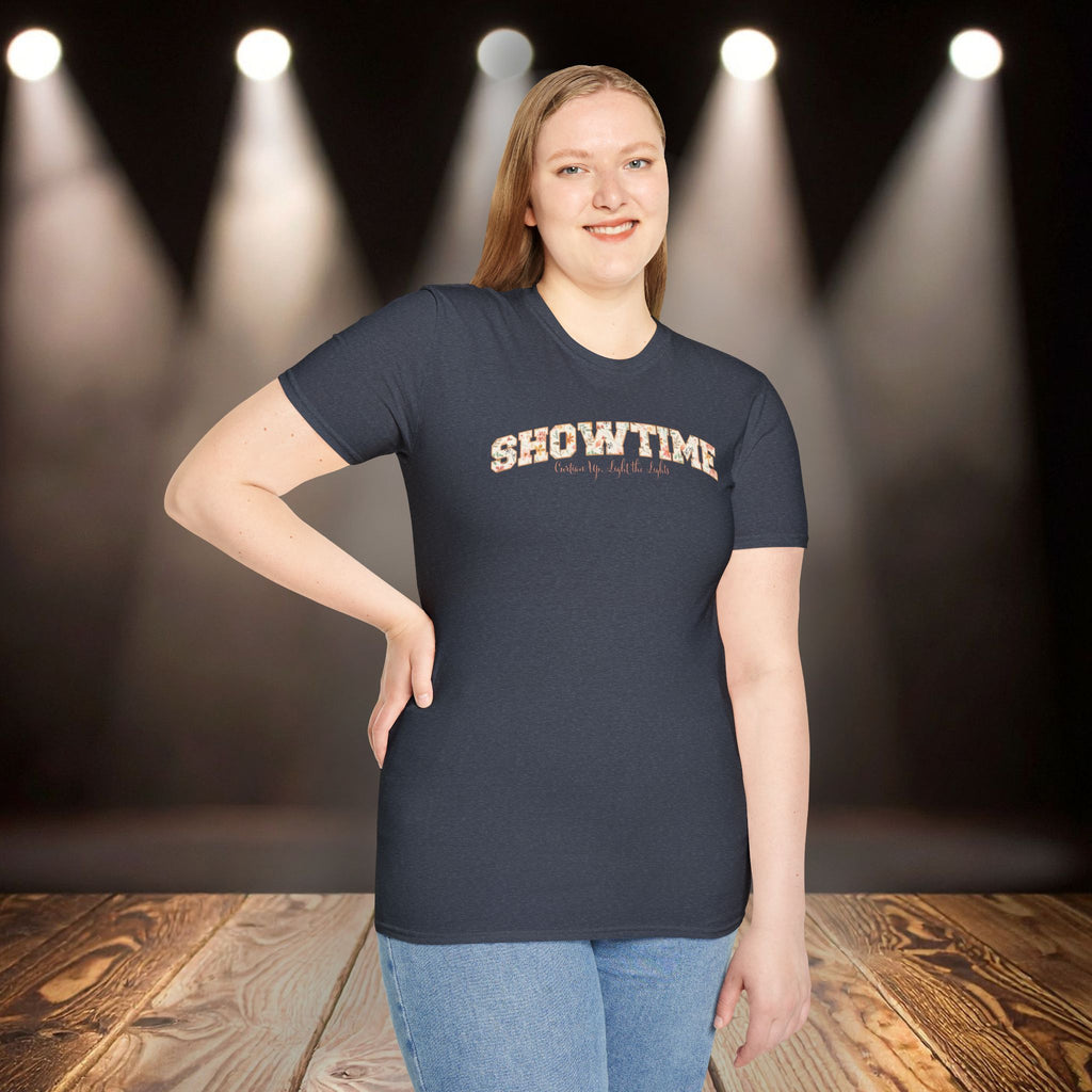 Showtime Floral T-Shirt — Curtain Up, Light the Lights Gift for Actors & Singers