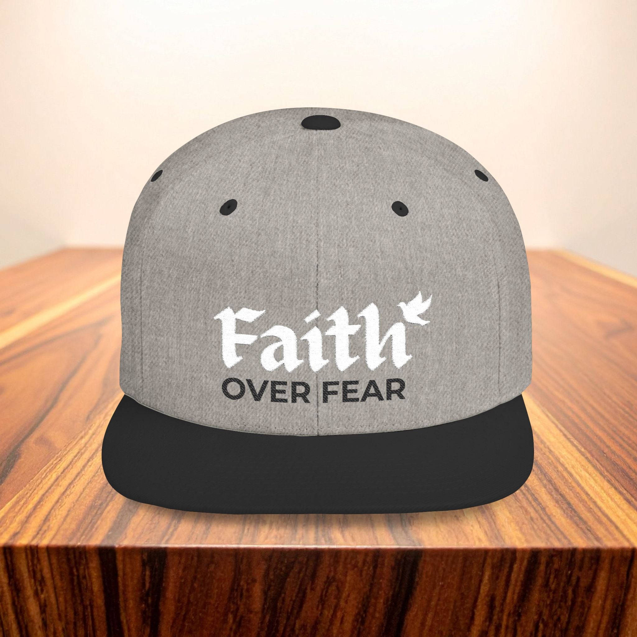 Faith Over Fear Embroidered Dove Christian Snapback Hat Faith Gift