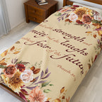 Christian Blanket Plush Velveteen Throw Faith Gift For Mom Mother’s Day Bible Verse Comfort