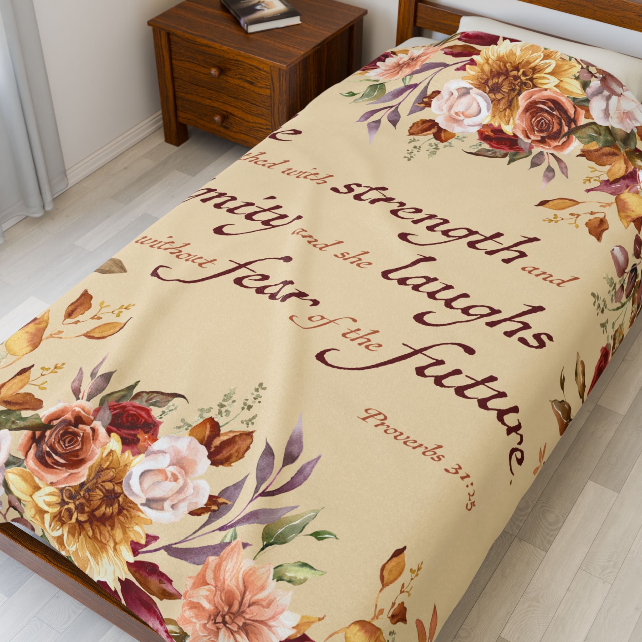 Christian Blanket Plush Velveteen Throw Faith Gift For Mom Mother’s Day Bible Verse Comfort