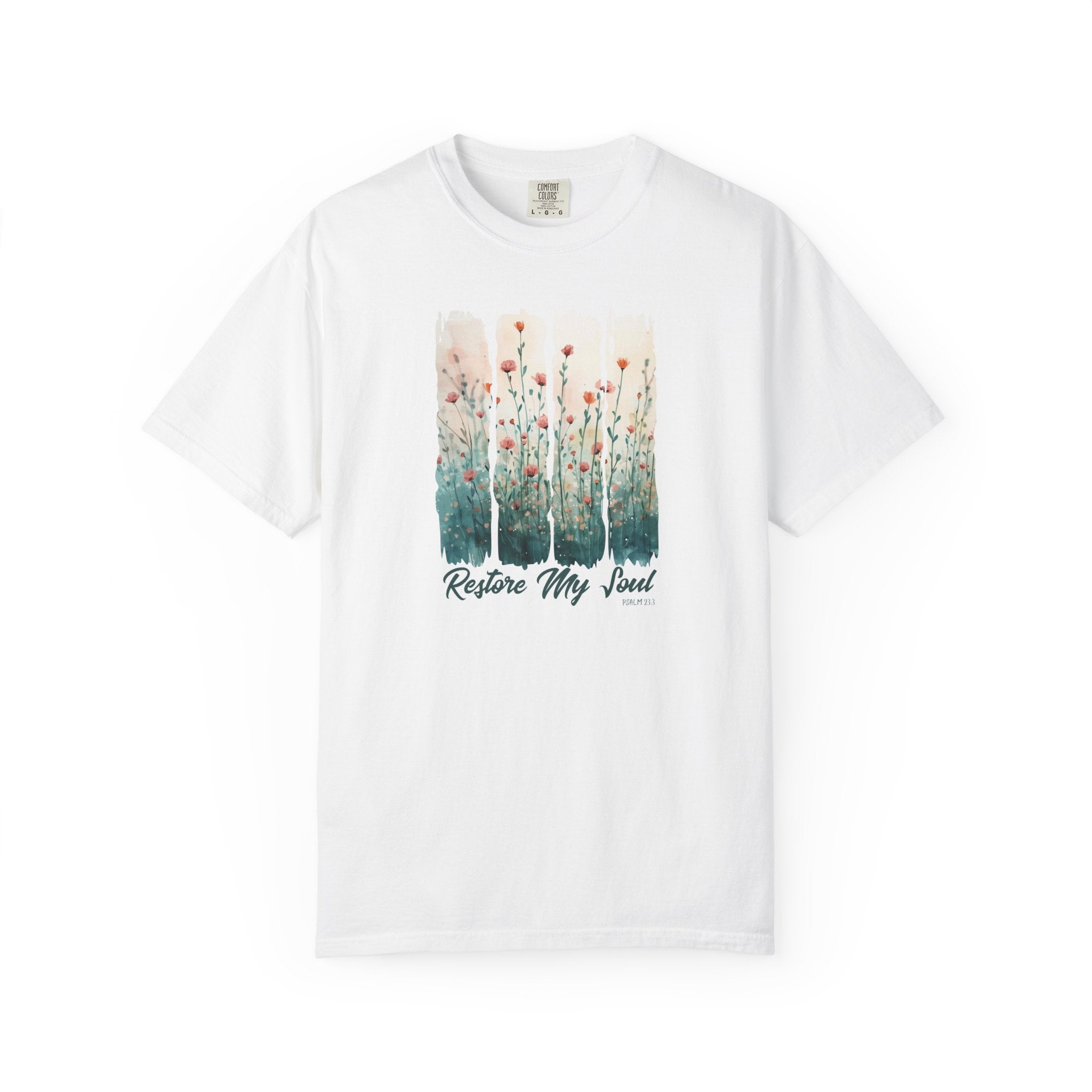 Comfort Colors® Restore My Soul Shirt Christian Watercolor Floral tee worship leader faith
