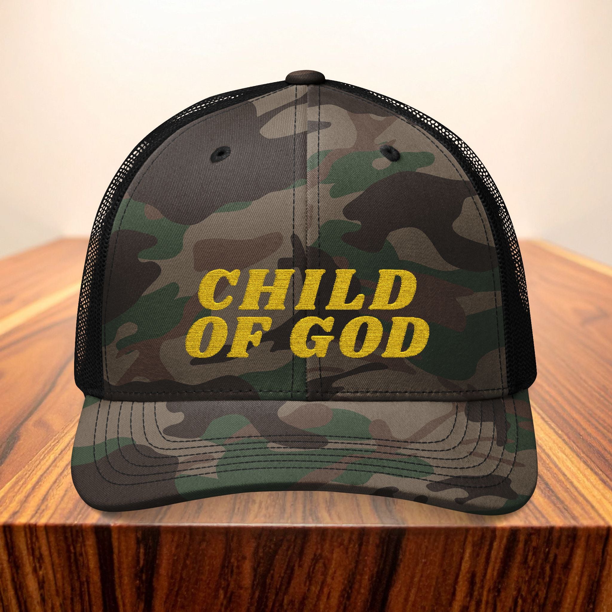 Christian Camo Trucker Hat Child of God Embroidered Hat Faith Hat Gift Religious Hat Faith Apparel