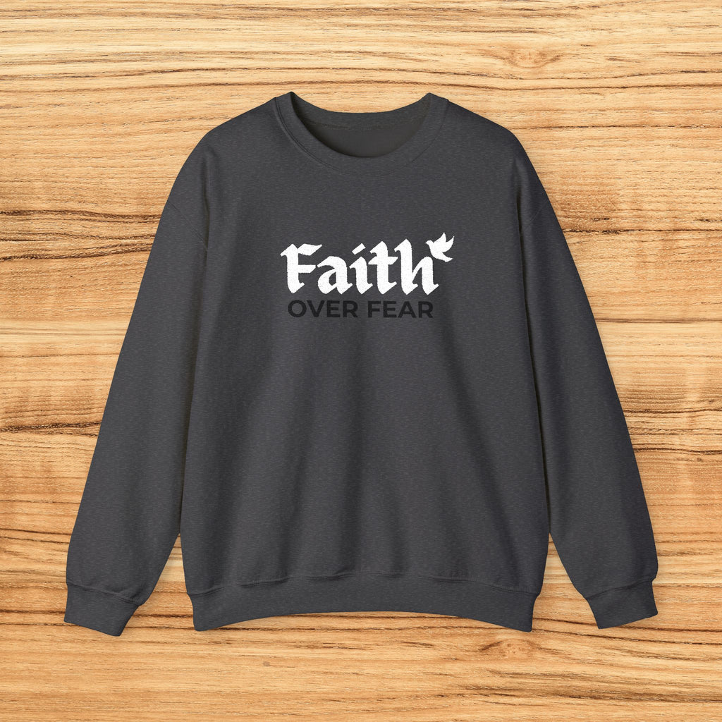 Christian Sweatshirt Faith Over Fear Dove Crewneck Inspirational Pullover Unisex Religious Gift