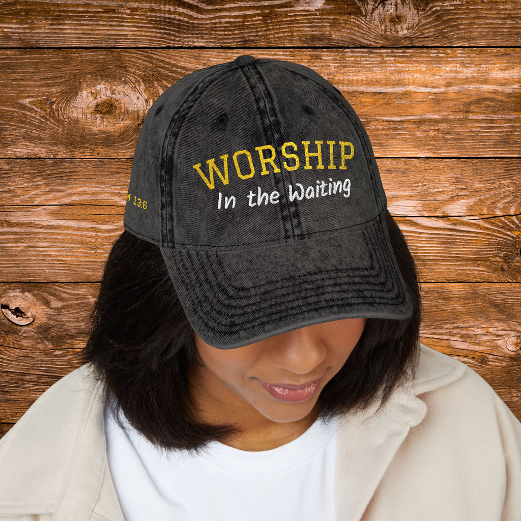 Christian Embroidered Hat, Worship in the Waiting Cap, Psalm 13:6 Bible Verse Hat, Baseball Cap Gift