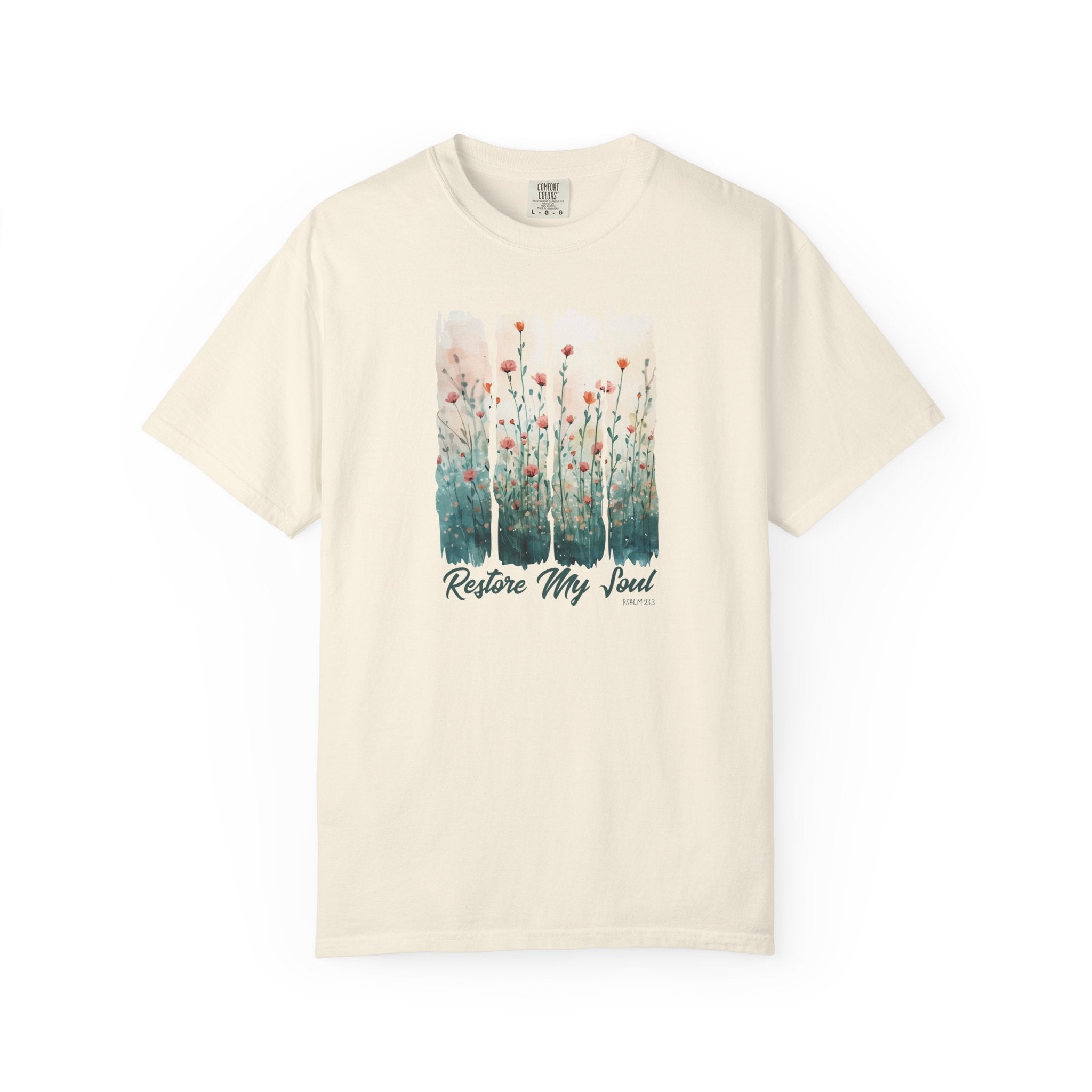 Comfort Colors® Restore My Soul Shirt Christian Watercolor Floral tee worship leader faith