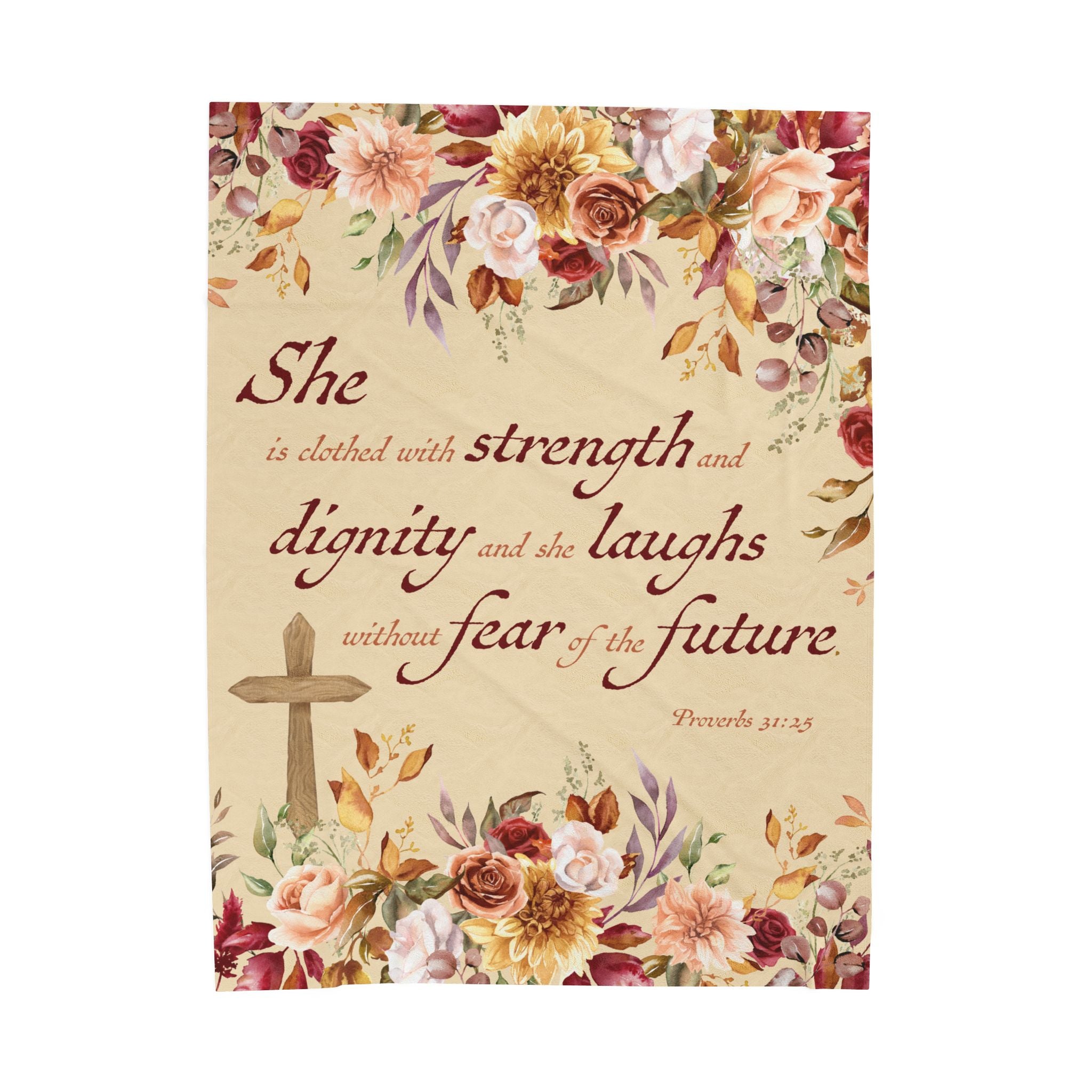 Christian Blanket Plush Velveteen Throw Faith Gift For Mom Mother’s Day Bible Verse Comfort
