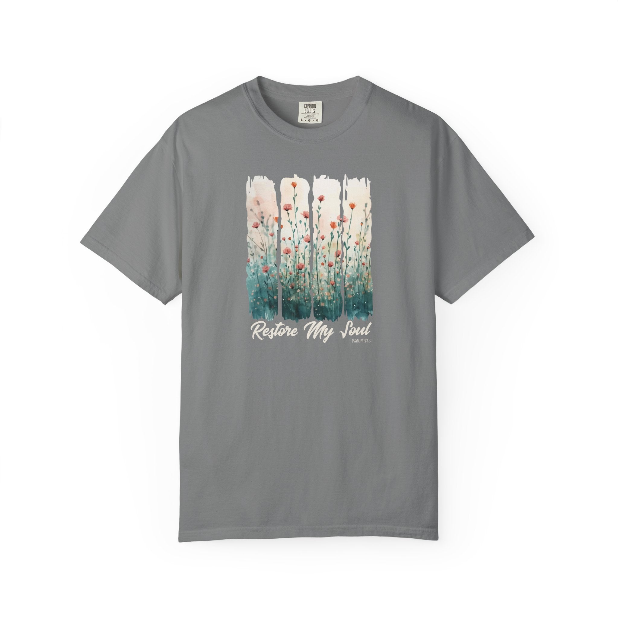 Comfort Colors® Restore My Soul Shirt Christian Watercolor Floral tee worship leader faith