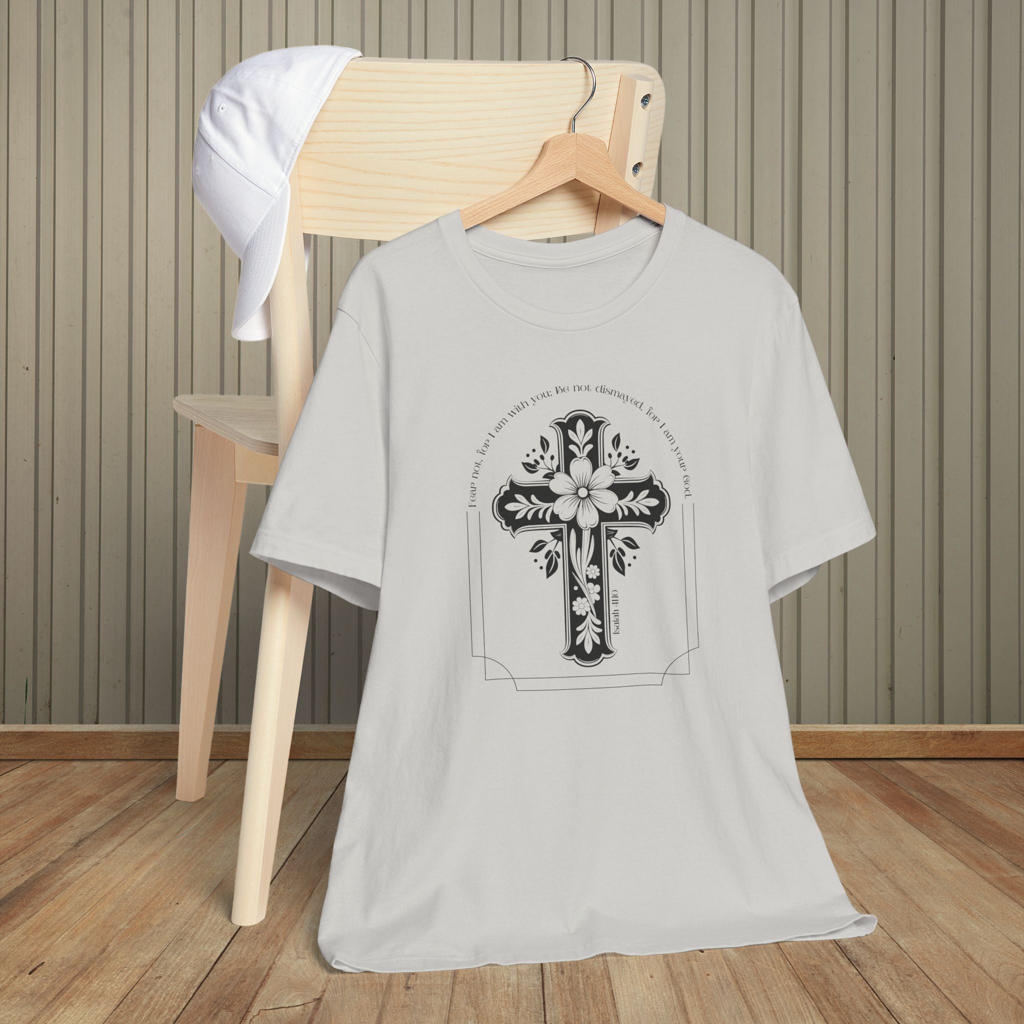 Christian Cross Shirt Isaiah 41:10 Fear Not Bible Verse Floral Graphic Faith Tee Religious Gift Church Apparel Bella Canvas Top