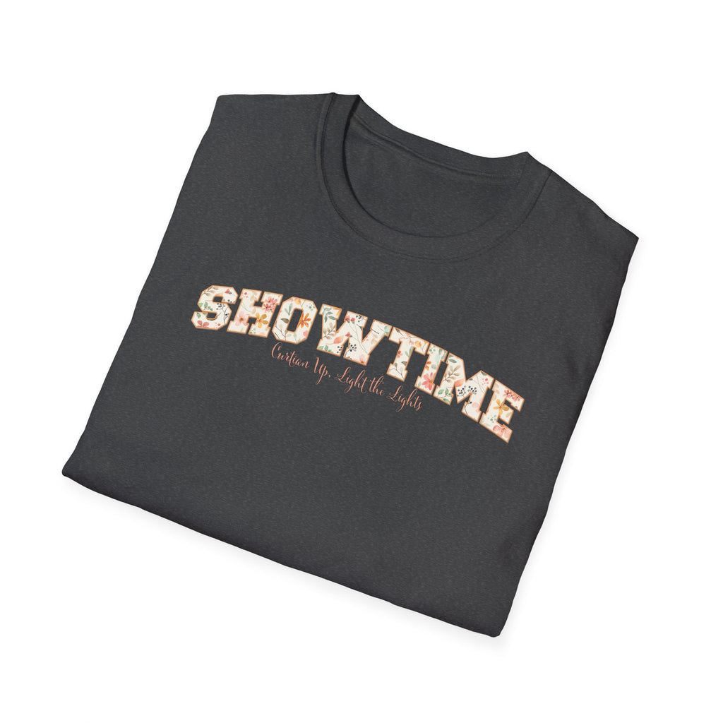 Showtime Floral T-Shirt — Curtain Up, Light the Lights Gift for Actors & Singers