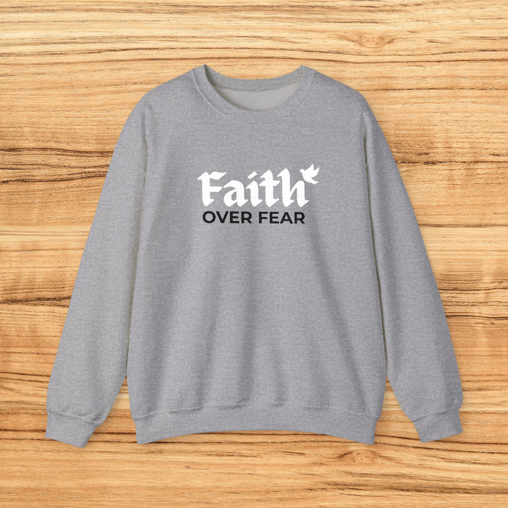 Christian Sweatshirt Faith Over Fear Dove Crewneck Inspirational Pullover Unisex Religious Gift