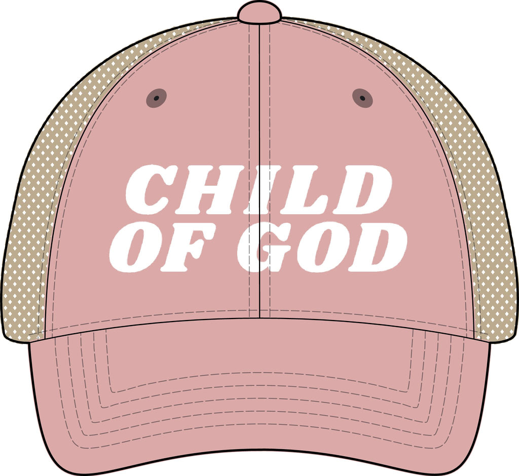 Child of God Christian Trucker Hat Ponytail Floral Baseball Cap Embroidered Woman Faith Gift