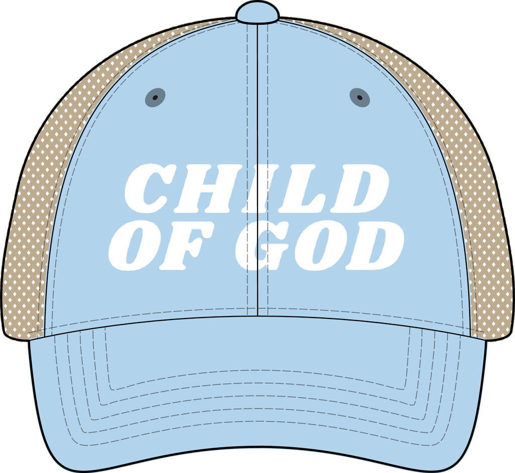 Child of God Christian Trucker Hat Ponytail Floral Baseball Cap Embroidered Woman Faith Gift