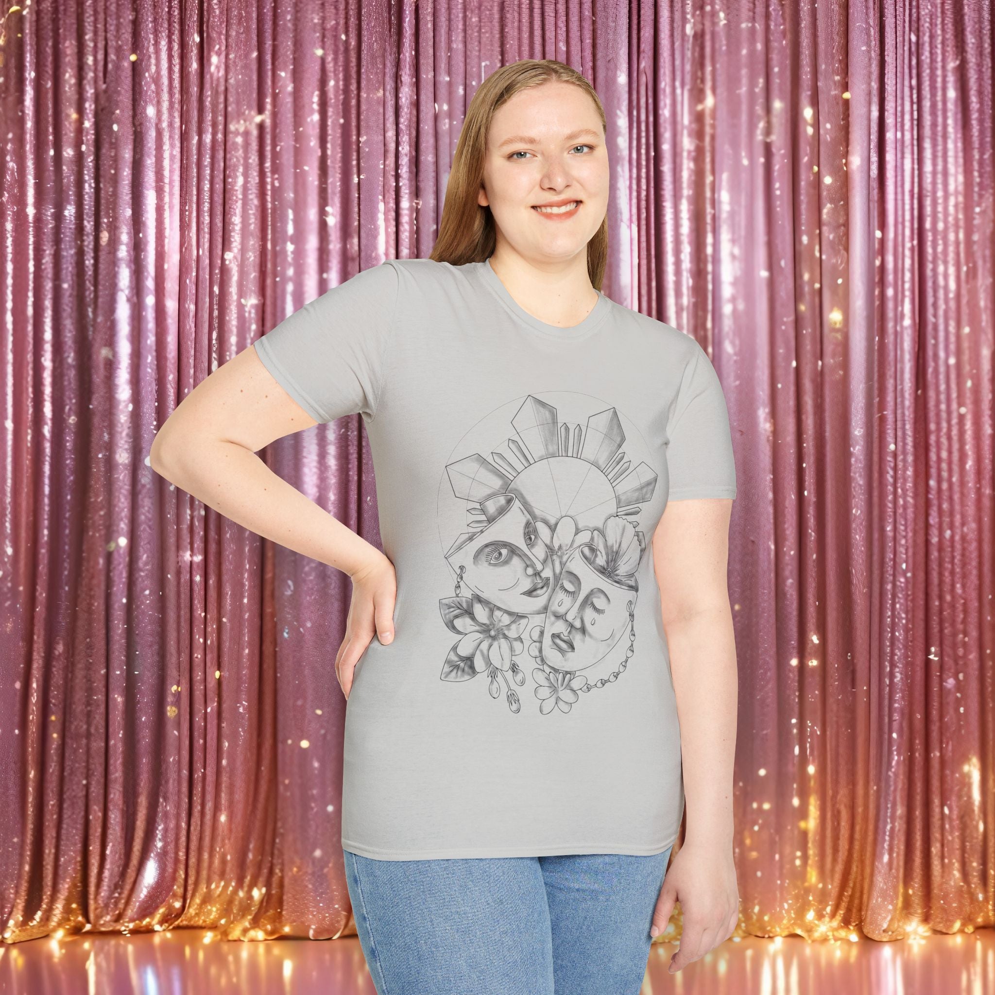 Drama Masks T Shirt • Hand‑Drawn Comedy Tragedy • Theatre Shirt for Actors