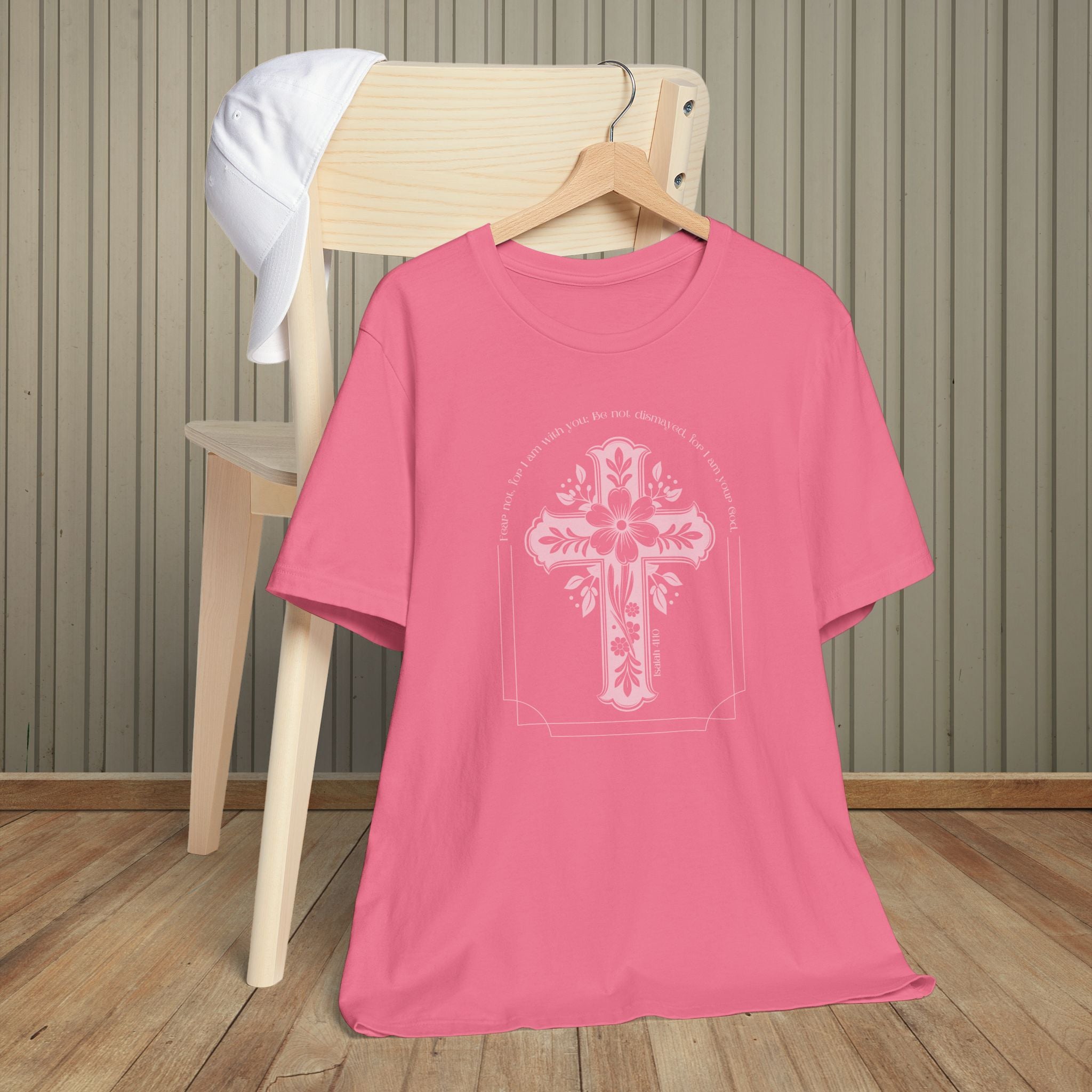 Christian Cross Shirt Isaiah 41:10 Fear Not Bible Verse Floral Graphic Faith Tee Religious Gift Church Apparel Bella Canvas Top