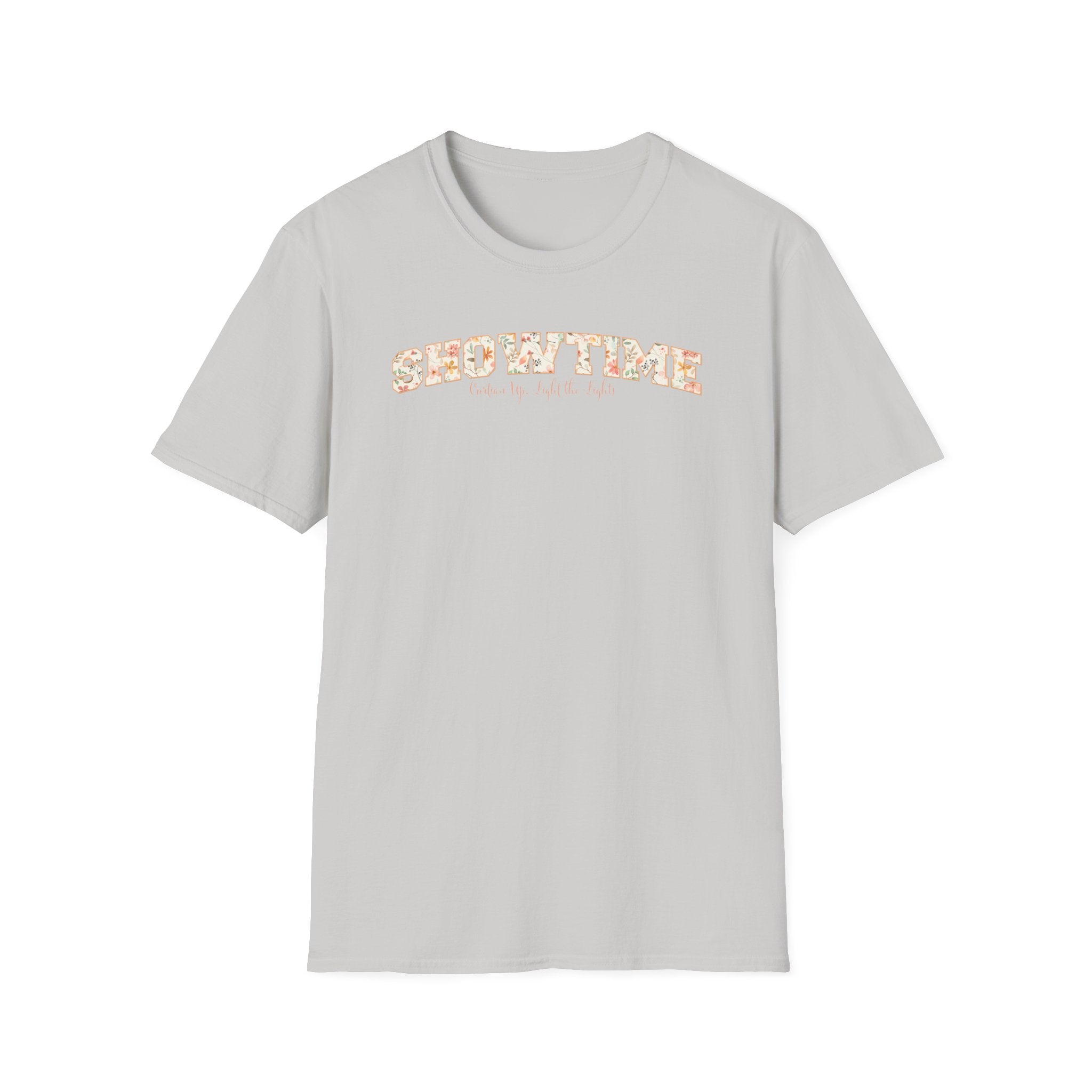 Showtime Floral T-Shirt — Curtain Up, Light the Lights Gift for Actors & Singers