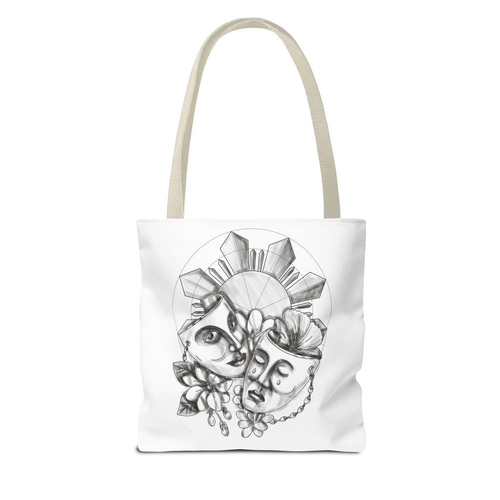 Theatre Masks Drama Tote Bag — Hand-Drawn Comedy & Tragedy Art